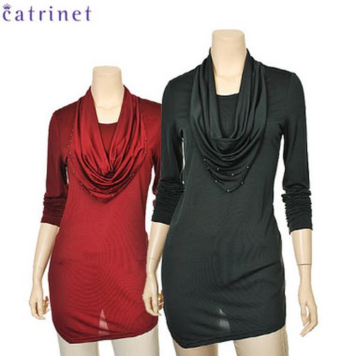 터틀넥(폴라) 티셔츠 > 까뜨리네뜨 비즈 포인트 레이어 티셔츠 [CNMT33958] - 네이트 쇼핑